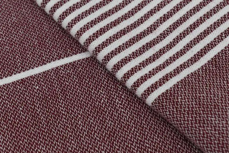 Burgundy Monte Carlo Turkish Towel 40 Inch by 70 Inch Hand Loomed 100 Percent Natural Cotton - Love Salve